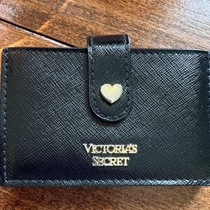 Victoria's Secret Black Card & Key Holder with Gold Heart Accent